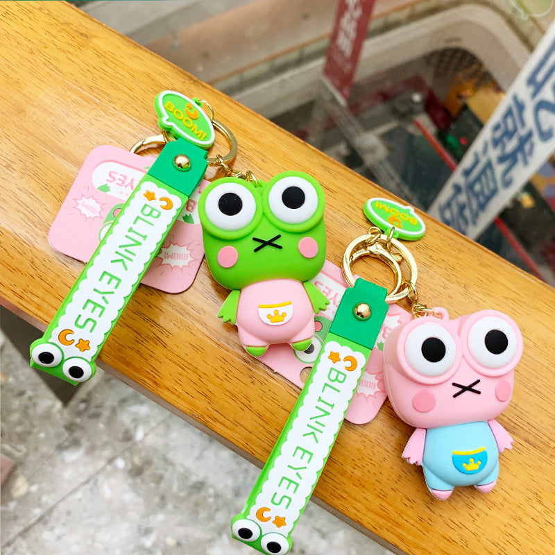 Stress Relief Fun: Eye-popping Frog Decompression Doll Keychain (Unisex, PVC).