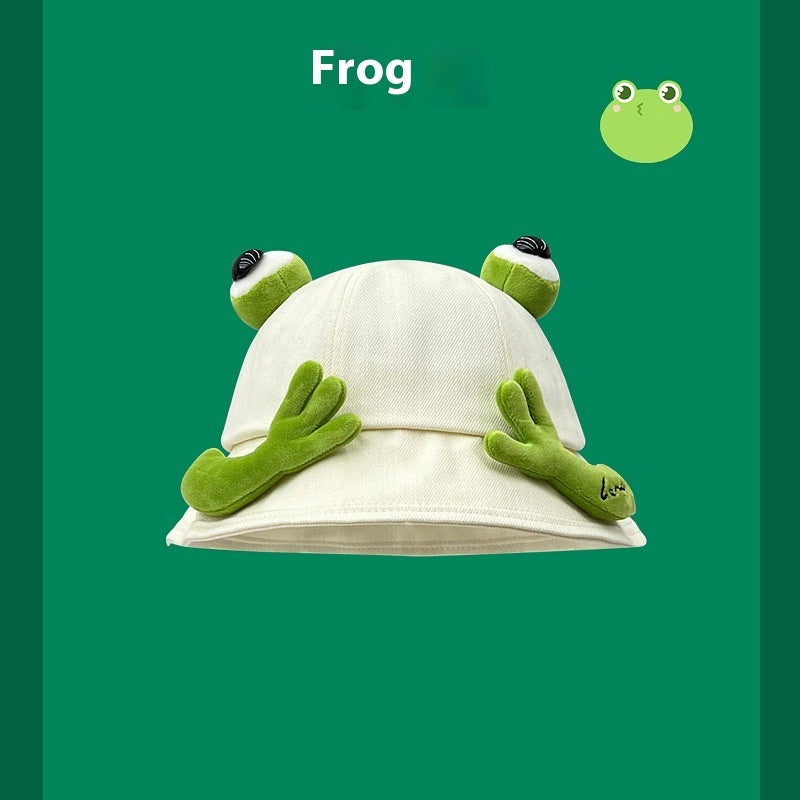 Seasonal Style: Cute Cartoon Fisherman Hat with Frog and Monster Designs (Tie-Dyed).