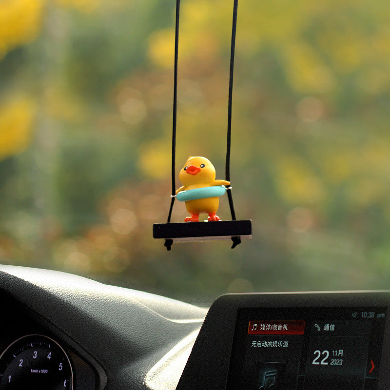 Dashboard Delight: Cute Little Yellow Duck Doll Automobile Hanging Ornament (Cartoon, Multi-Style).