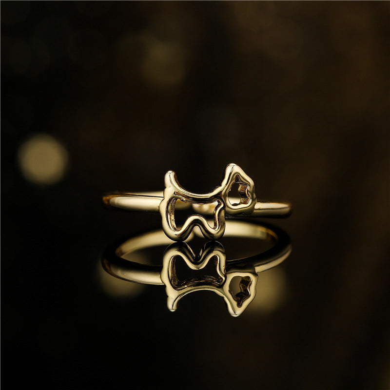 18K Gold-Plated Cute Dog Shape Ring, European & American Style Women’s Copper Ring