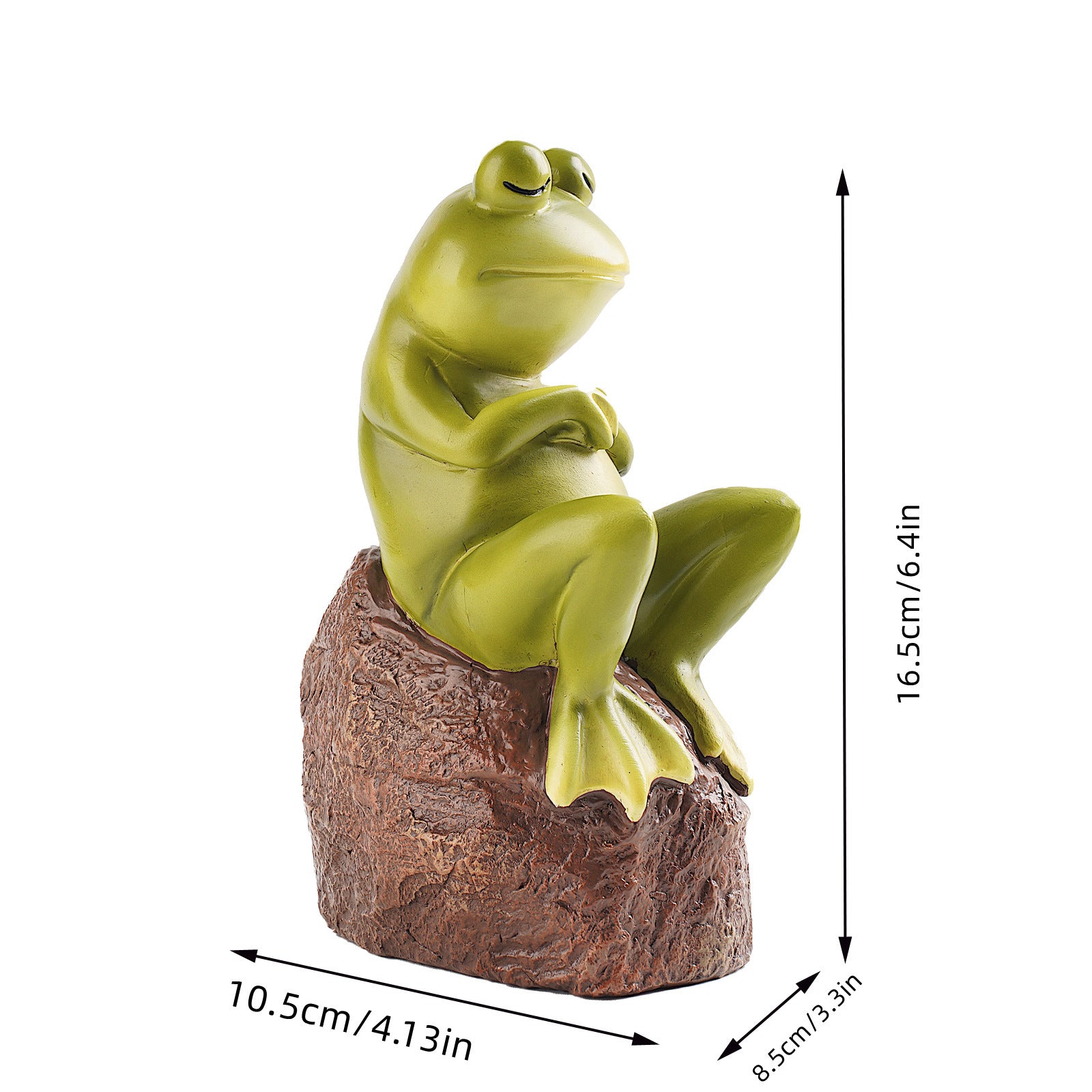 Courtyard Charm: $\mathbf{16.5\text{cm}}$ Pastoral Resin Frog Sitting Stone Garden Ornament.