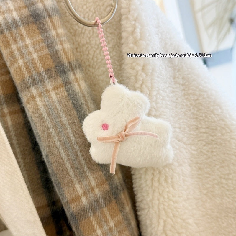 Fashion Cartoon Plush Bunny Doll, Cute Hand-Woven Pendant Ornament