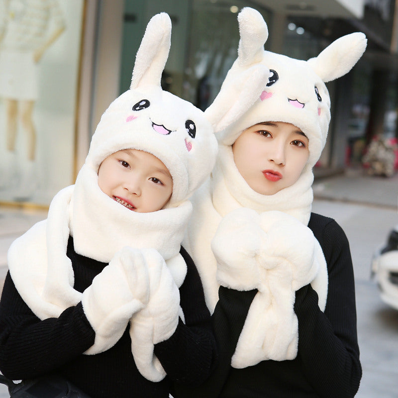 Sweet & Cute Bunny Ear Hat, Embroidered Winter Baotou / Turban Style Cap