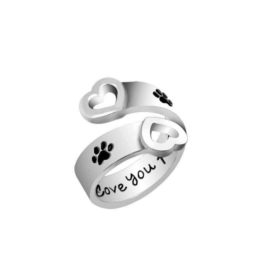 Hollow Love Dog Claw Ring, Gold Alloy Adjustable Pet-Themed Fashion Jewelry
