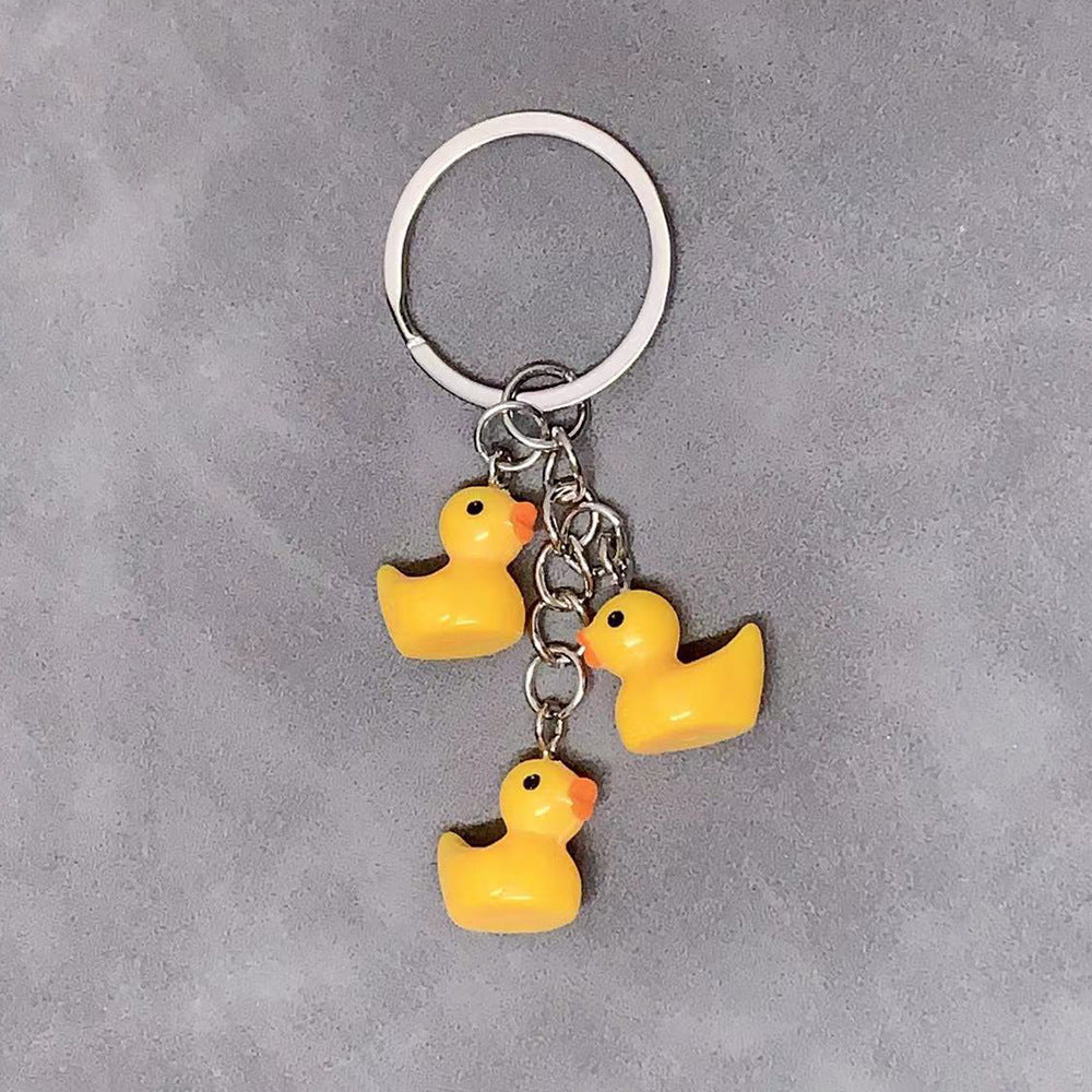 Charming & Simple: Resin Small Yellow Duck Keychain Pendant (Multi-Color Options).