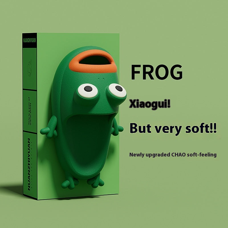 Summer Fun: Female Cartoon Frog Funny Flip Flops for Couples (Multiple Colors).