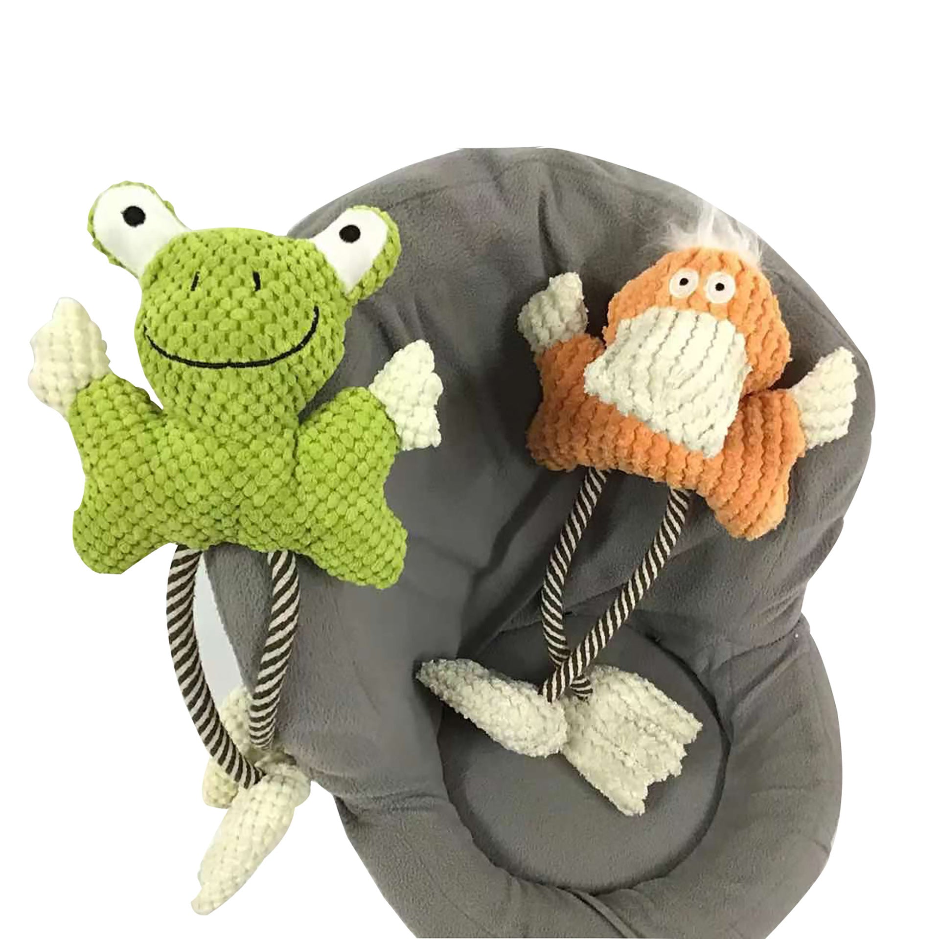 Durable Fun: Cotton Rope Frog & Duck Pet Gnawing Sound Play Toy ($\mathbf{60\text{g}}$).