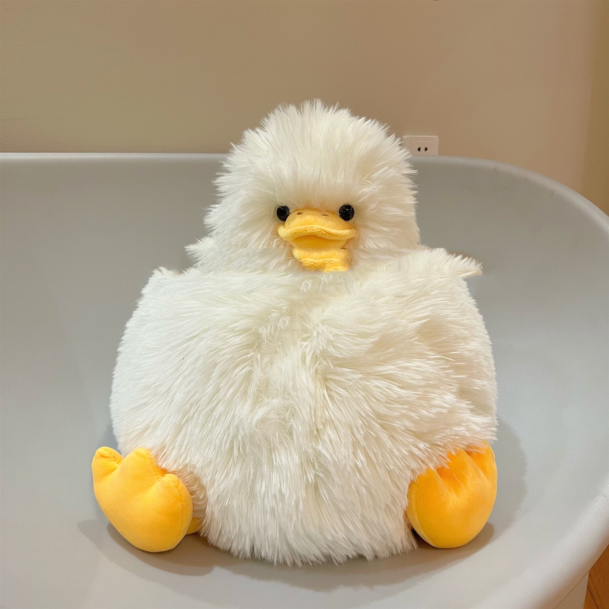 Super Soft Comfort: Cute Fury Duck Doll Plush Pillow (Yellow or White).