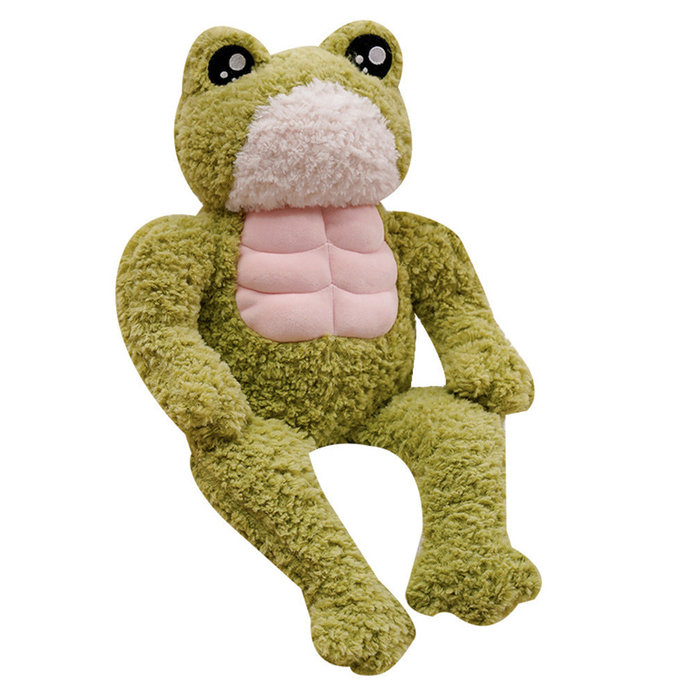 Huggable Hunk: Hairy Muscle Frog Plush Toy Simulation Doll ($\mathbf{35-45\text{cm}}$).