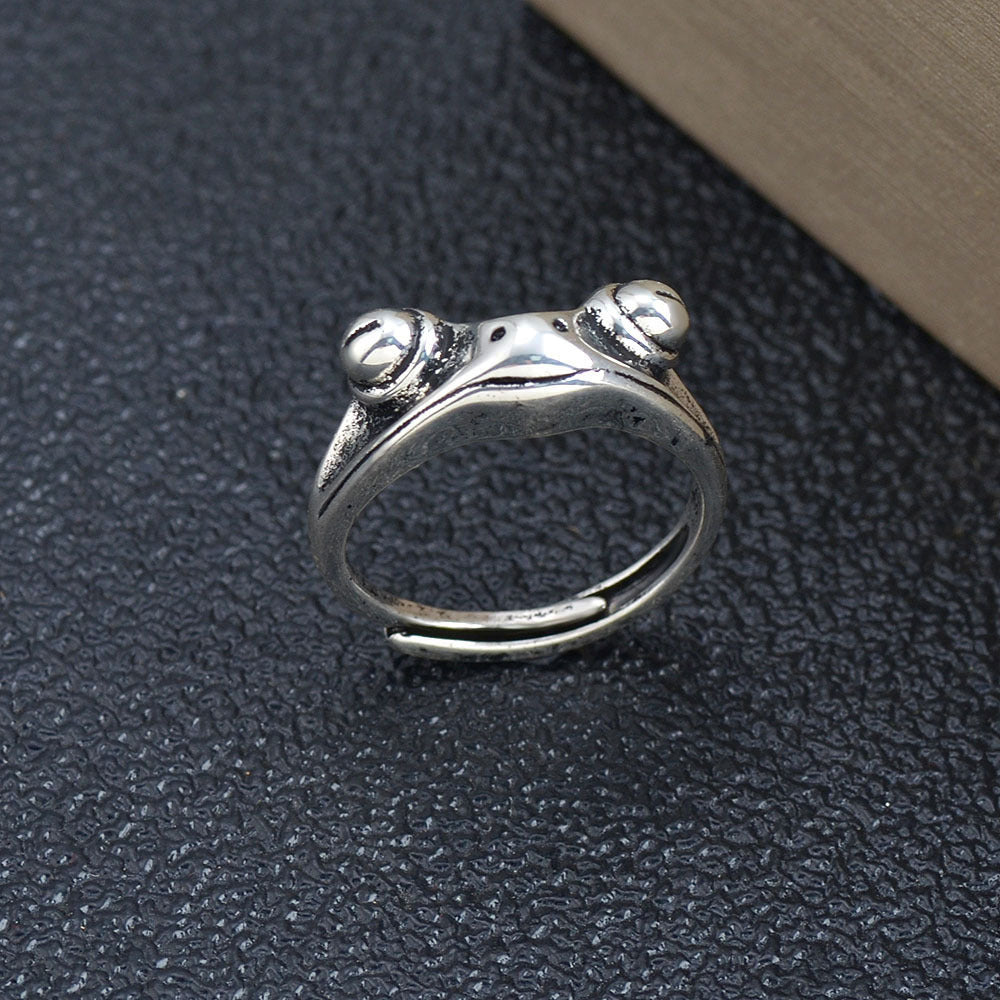 Niche Glamour: Female Retro Exaggerated Frog Open Ring (Copper, $\mathbf{3\text{g}}$).
