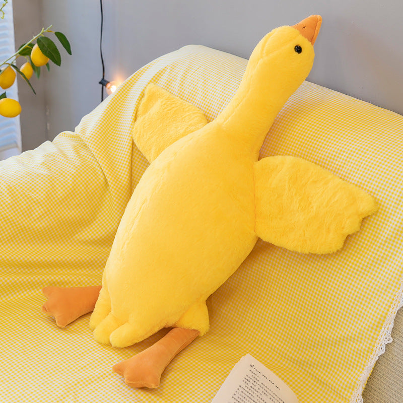 Sand Carving Duck & Big White Goose Plush Doll – Dehaired Angora-Style Long Sleeping Pillow Gift