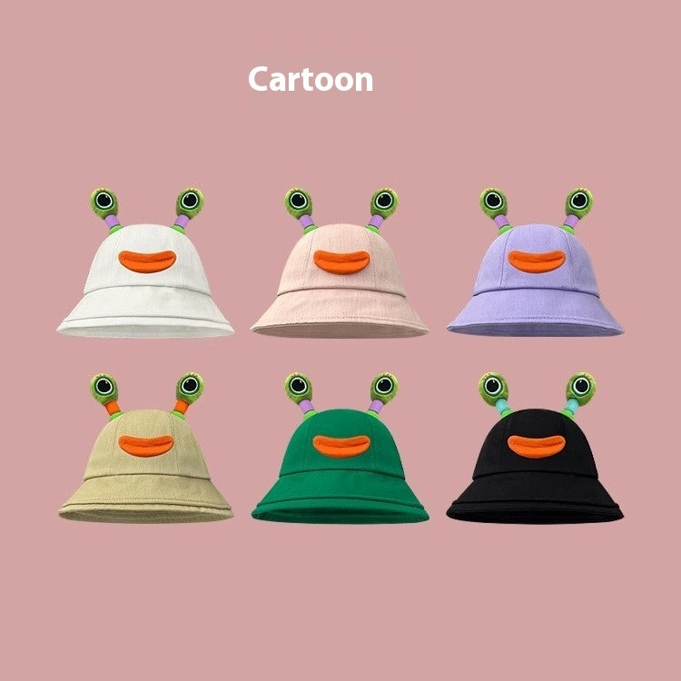 Seasonal Style: Cute Cartoon Fisherman Hat with Frog and Monster Designs (Tie-Dyed).