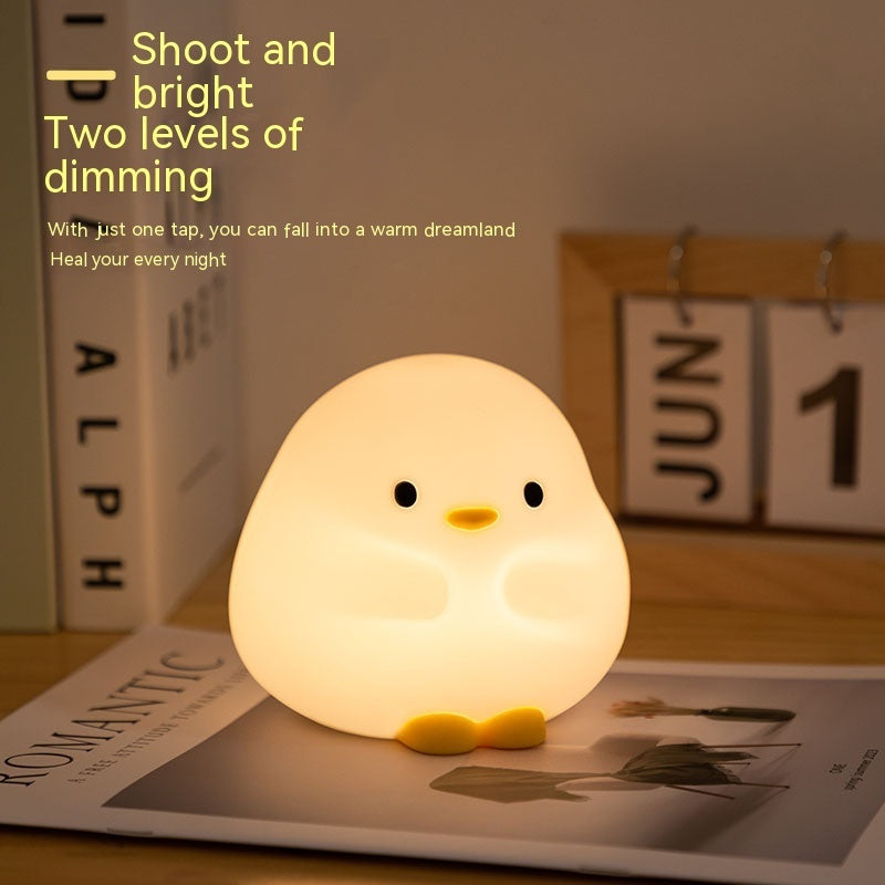 Touch-Activated Comfort: Cute Duck Silicone LED Night Lamp with Timer & $\mathbf{2}$ Brightness Levels.
