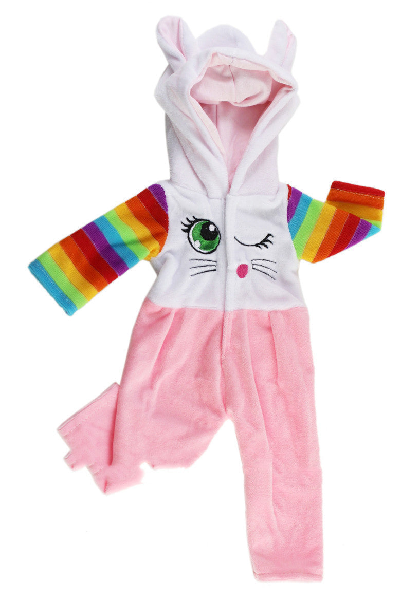 Girl Doll Casual Clothes, Bunny Ears Onesie for 45cm Dolls