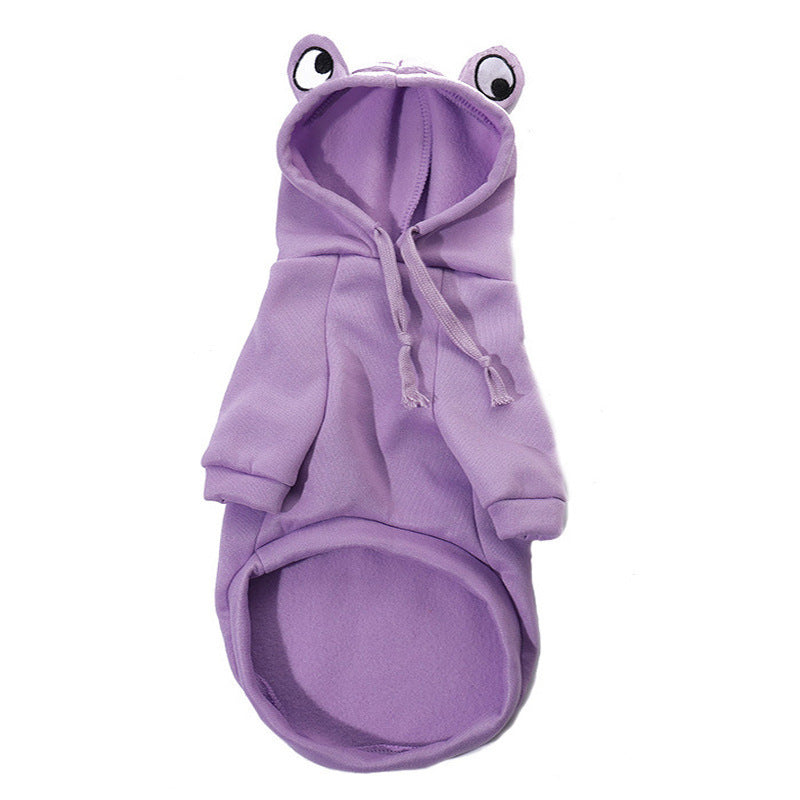 Hilarious Halloween: Soft Warm Frog Cosplay Pet Hoodie for Small Dogs and Cats.