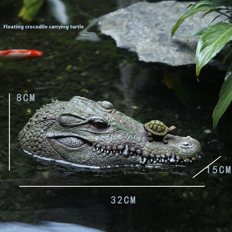 Water Garden Charm: Modern Resin Floating Frog Simulation Animal Ornaments.