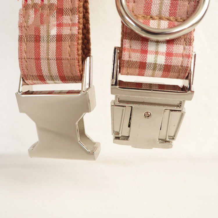 Plaid Design Dog Ring, Polyester Pet Collar Accessory