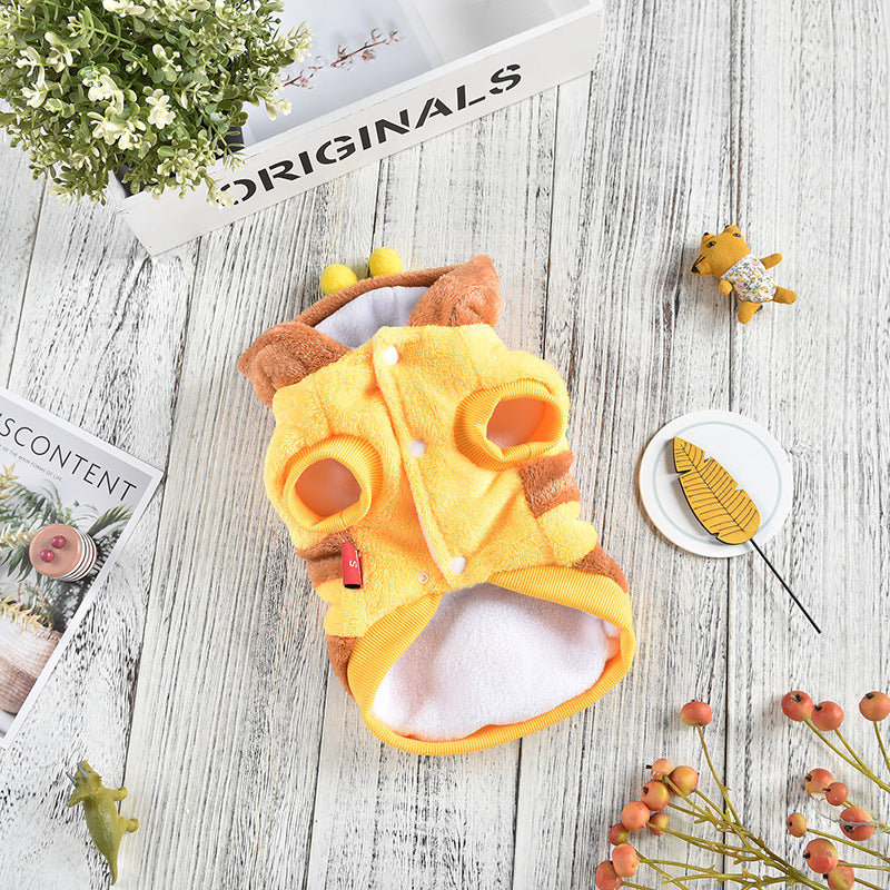 Cat & Dog Autumn/Winter Warm Bee Costume, Yellow Pet Coat for Medium & Large Pets