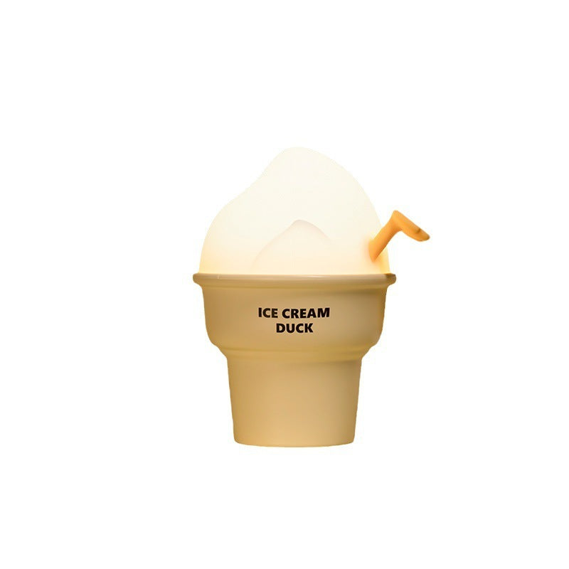 Sweet Glow: Ice Cream Duck Cartoon Ornament Night Lamp (USB Rechargeable).