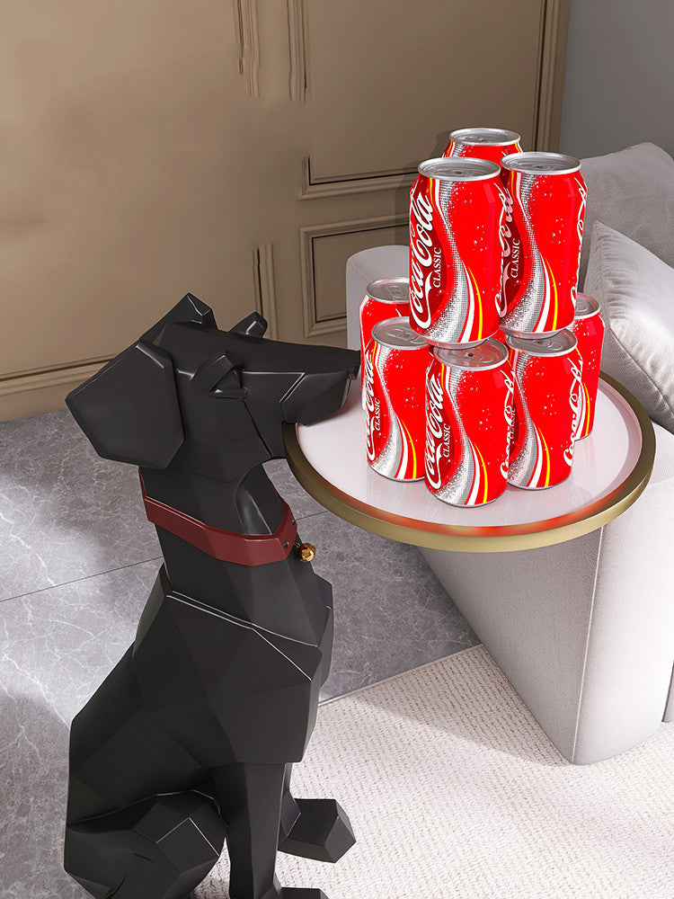 Large Floor-Standing Dog Ornament, Handmade Resin Dog Fighting Tissue Box Decoration (Modern & Simple Style)