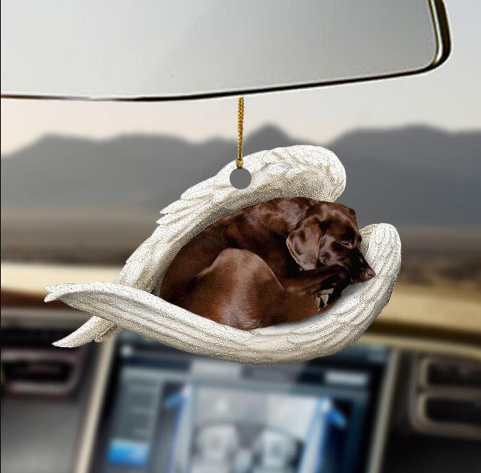 Sleeping Dog Angel Car Pendant, Acrylic Hanging Ornament for Cars, Doors & Home Decor