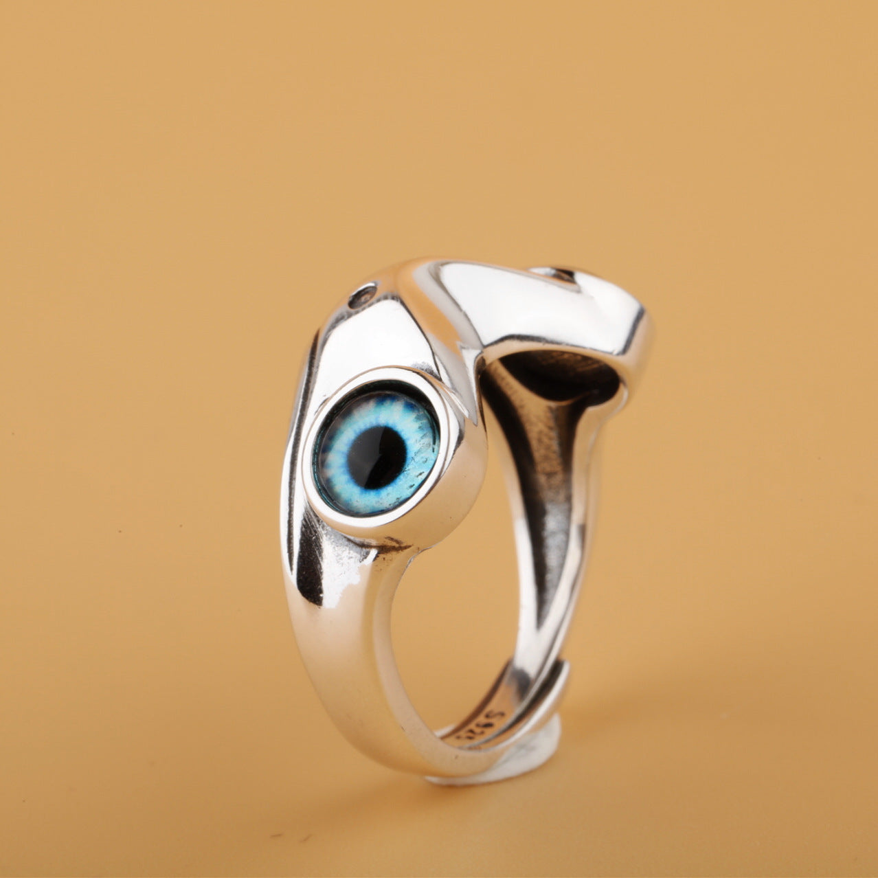 Vintage Whimsy: $\mathbf{925}$ Sterling Silver Cute Live Mouth Frog Adjustable Ring.