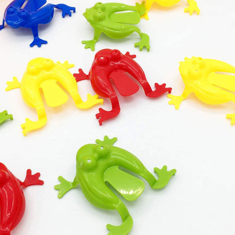 Novelty Fun: $\mathbf{12}$-Piece Retractable Ball Frog Jumping Bucket Decompression Toy.