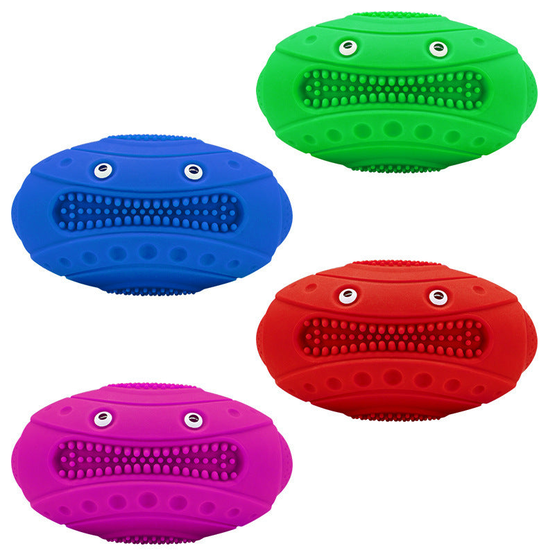 Water Fun: Creative Frog Rugby Floating Dog Toy with Squeaker (Durable Rubber).