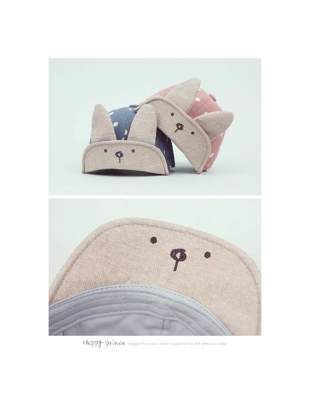Cartoon Cute Bunny Soft-Brim Baseball Hat, Adjustable Cotton Cap for Kids