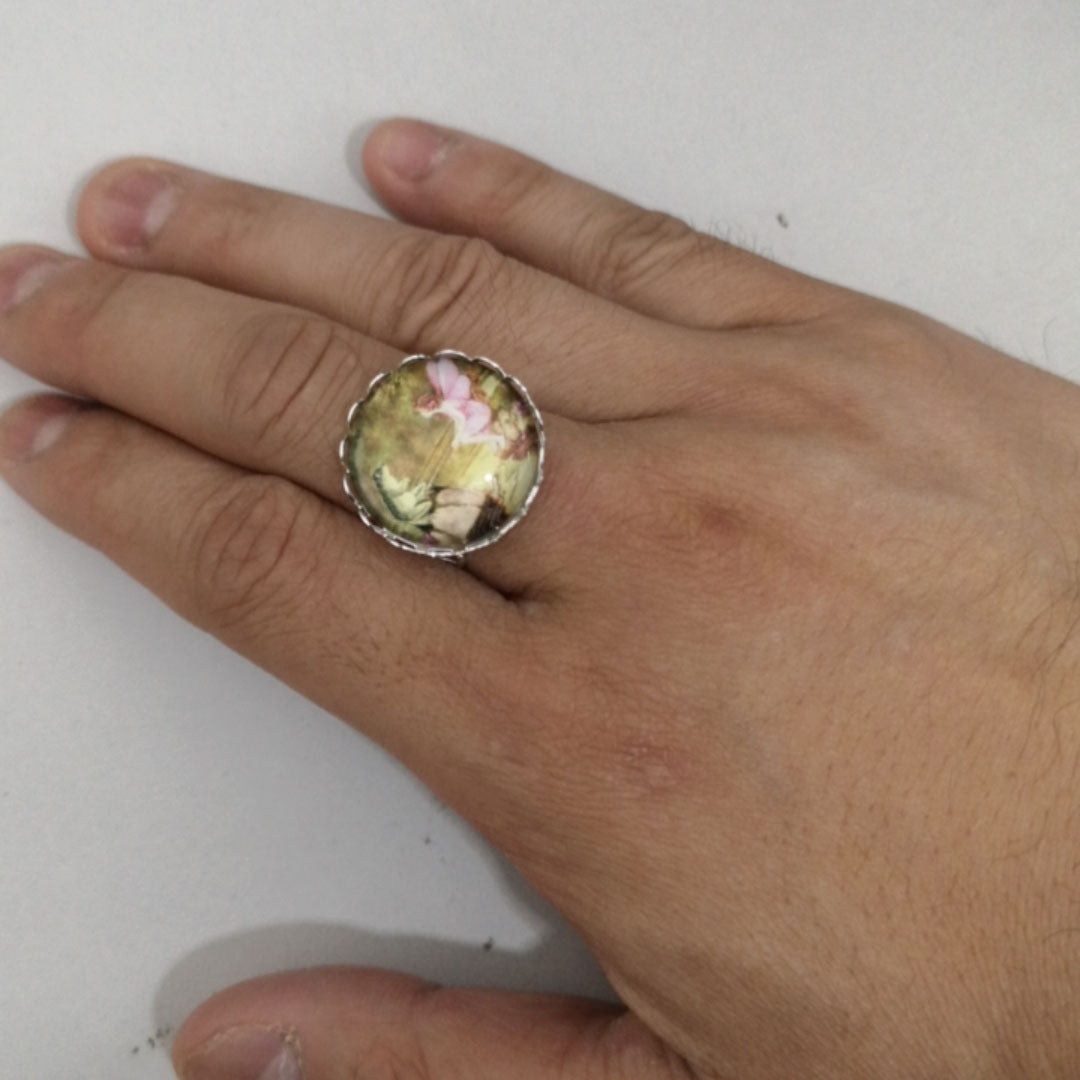 Enchanted Adornment: Hollow Rose Fairy Frog Alloy Ring.