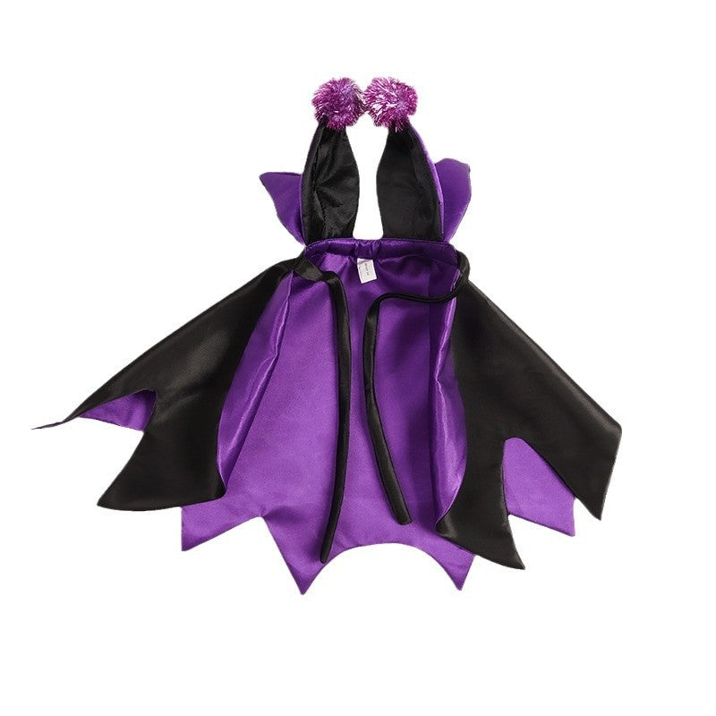 Halloween Demon Cloak & Horn Hat Costume for Pets, Cat & Dog Cosplay Outfit