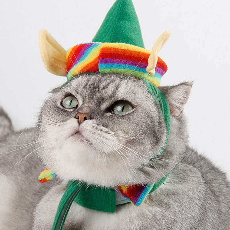 Christmas Pet Hat & Foot Cover Set, 4-Piece Green Cartoon Costume for Dogs