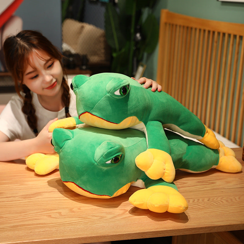 Ultra-Soft Comfort: Simulation Sleeping Frog Plush Doll (Crystal Super Soft).