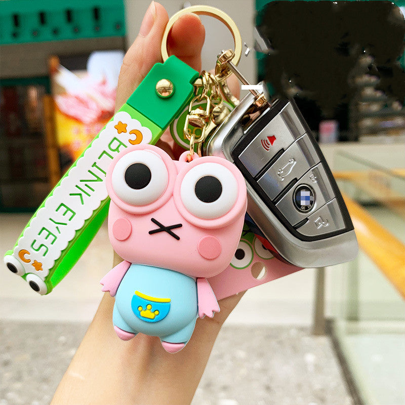 Stress Relief Fun: Eye-popping Frog Decompression Doll Keychain (Unisex, PVC).