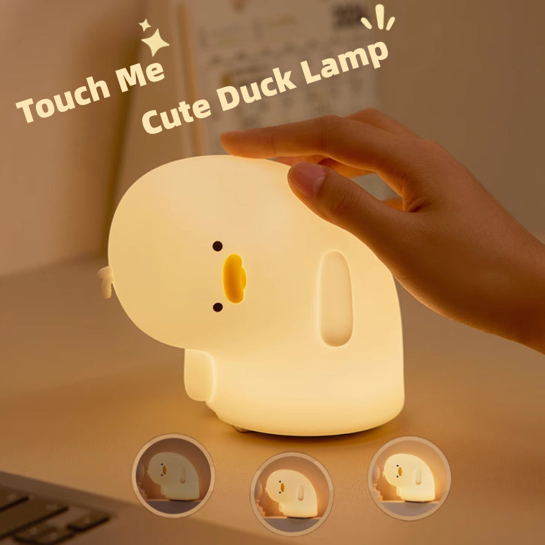 Squishy Sleep Aid: Cute Duck Silicone LED Night Light with Touch Sensor, Dimming, and $\mathbf{30}$-Minute Timer.