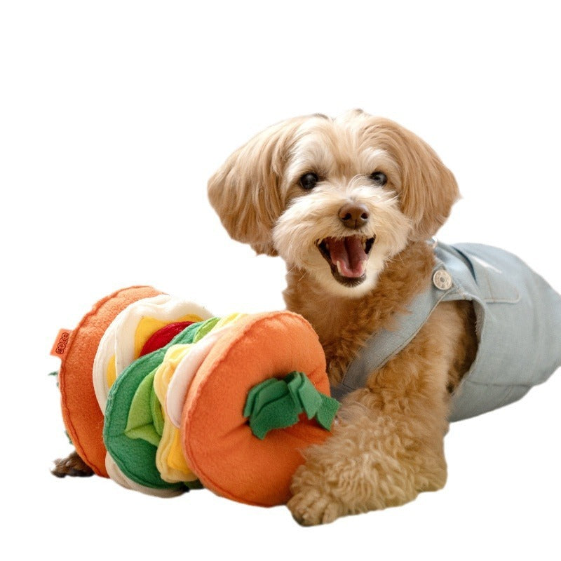 Mental Stimulation: Colorful Khaki Hamburger Sniffing Toy for Dog Food Leakage ($\mathbf{170\times 170\times 130\text{mm}}$).
