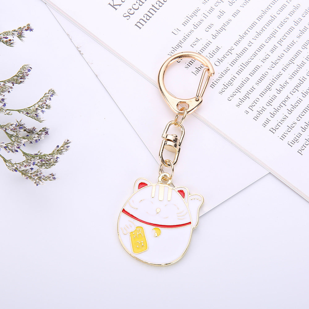 Cartoon Animal Beckoning Cat & Cute Dog Keychain, Alloy Fashion Pendant