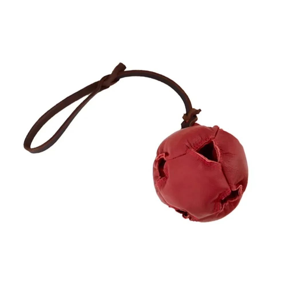 Leather Dog Training Ball Toy, Tug Ball with Handle for Bite, Reward & Obedience Training