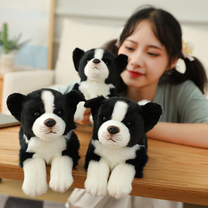 Simulation Dog Doll, Realistic Side Collie Rag Plush Toy (34cm Lifelike Puppy Plush)