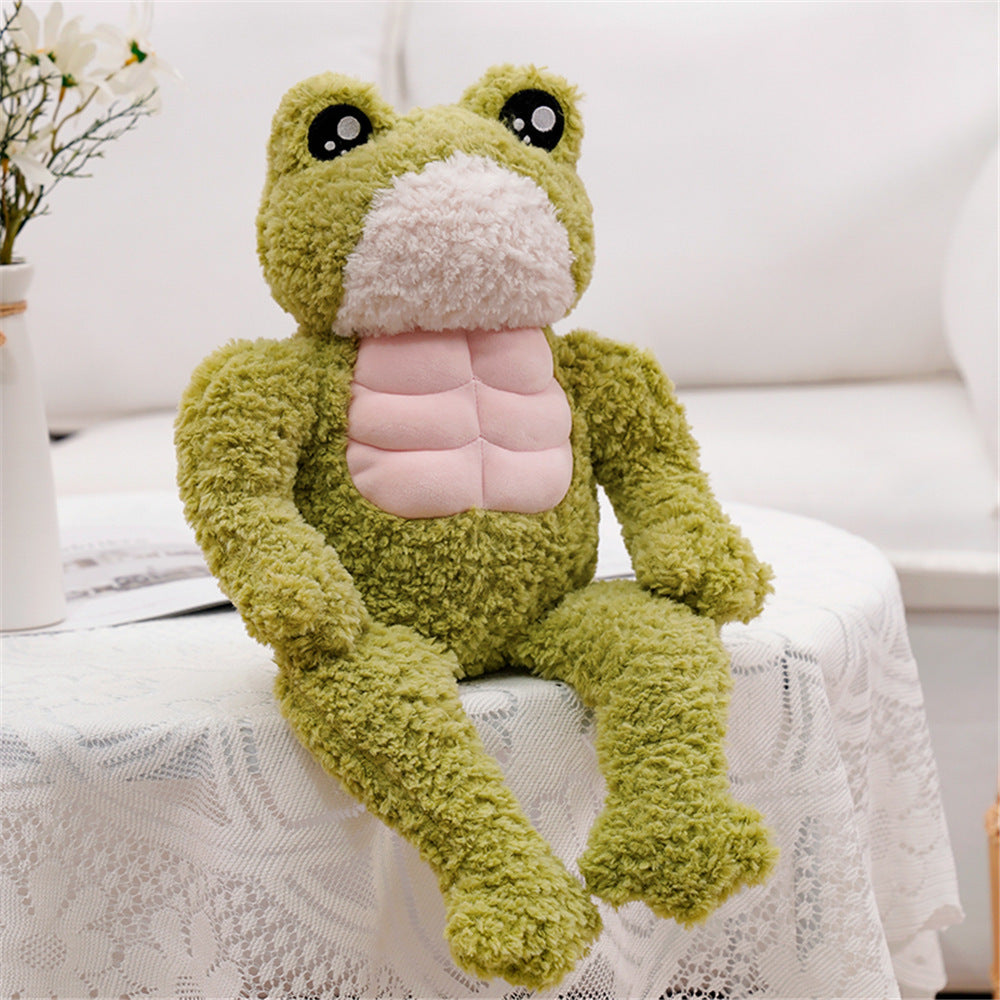 Huggable Hunk: Hairy Muscle Frog Plush Toy Simulation Doll ($\mathbf{35-45\text{cm}}$).