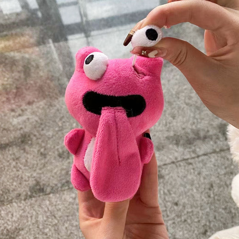 Couples' Cutie: Magnetic Frog Tongue Kiss Keychain (Green or Pink Plush, $\mathbf{12\text{cm}}$).