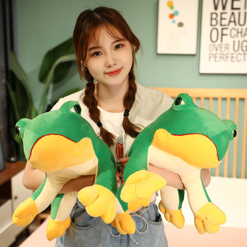 Ultra-Soft Comfort: Simulation Sleeping Frog Plush Doll (Crystal Super Soft).
