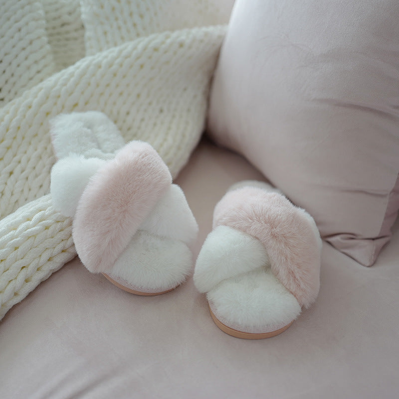 Bunny Fleece Soft Bottom Furry Slippers, Cozy Plush Indoor Footwear