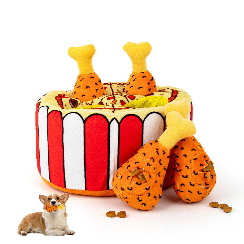 Mental Workout: Plush Food Leakage Puzzle and Sounding Simulation Chicken Leg Toy.