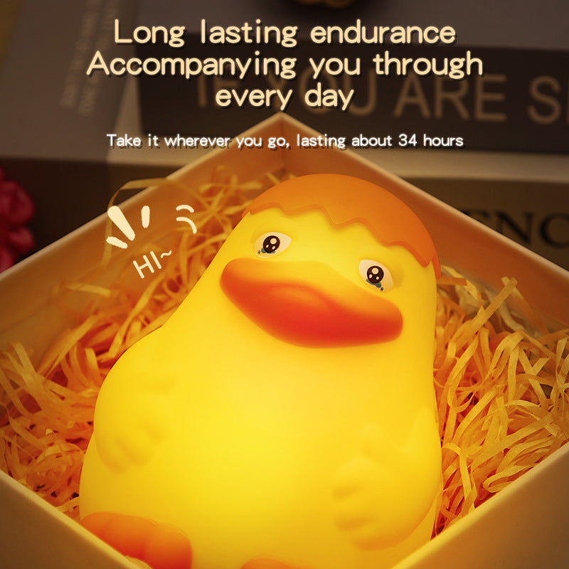 Tap-to-Glow: Silicone Cute Duck Small Induction Night Lamp ($\mathbf{3}$-Gear Warm Light).