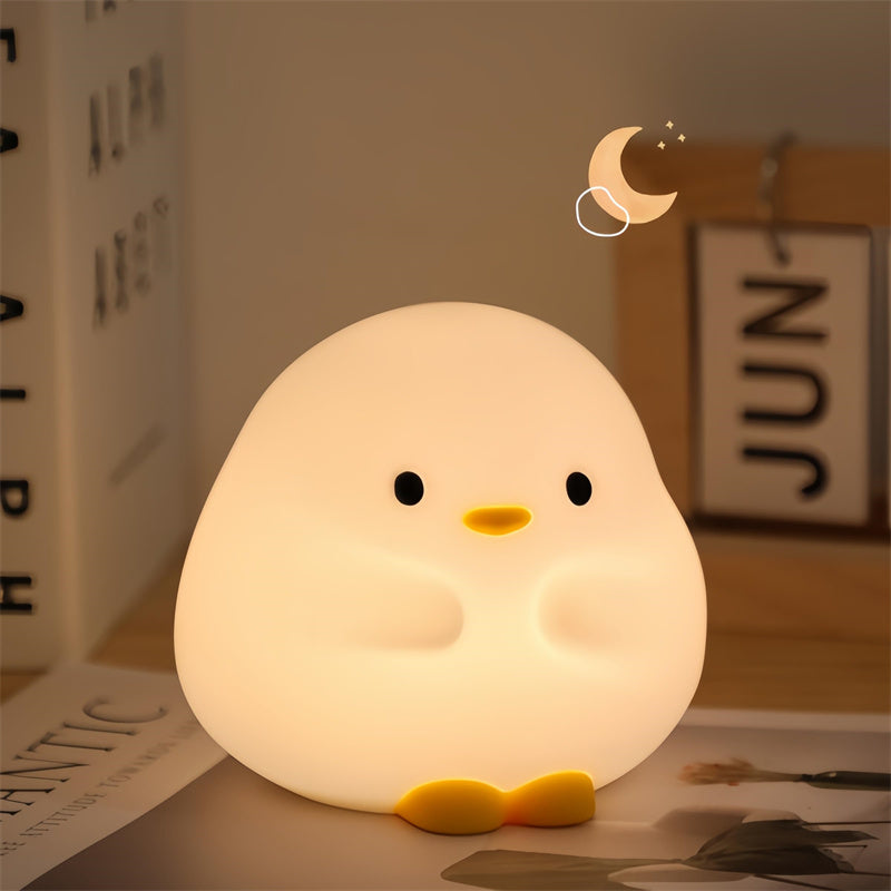 Touch-Activated Comfort: Cute Duck Silicone LED Night Lamp with Timer & $\mathbf{2}$ Brightness Levels.