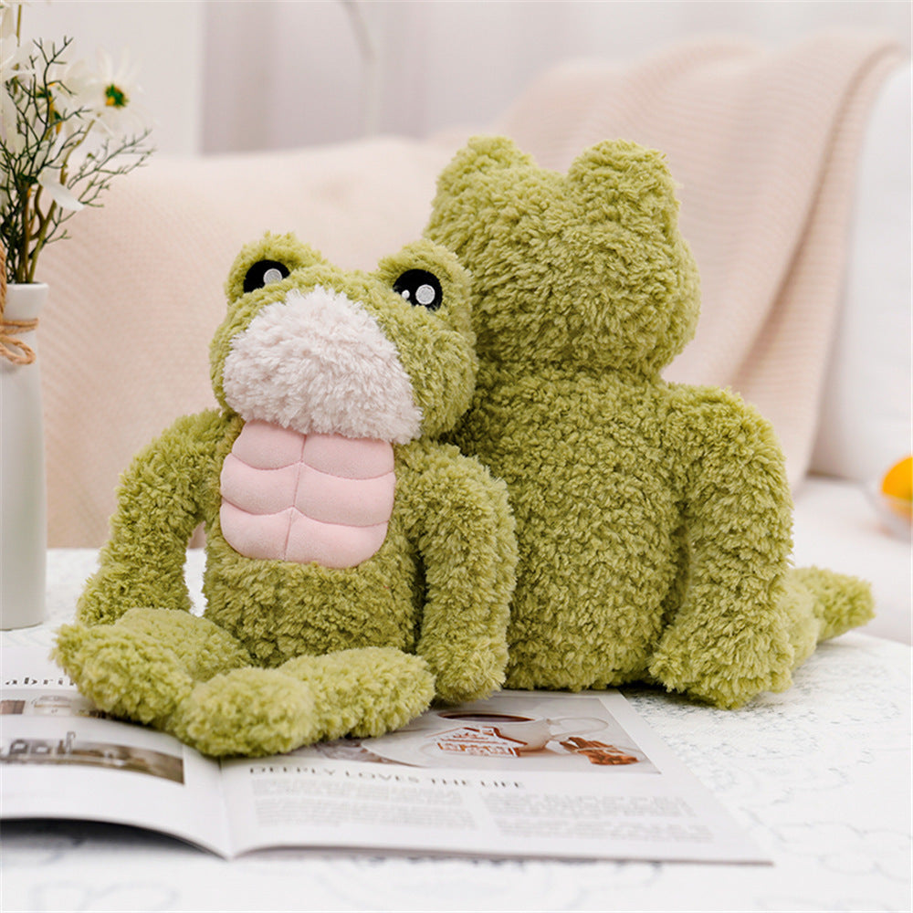 Huggable Hunk: Hairy Muscle Frog Plush Toy Simulation Doll ($\mathbf{35-45\text{cm}}$).