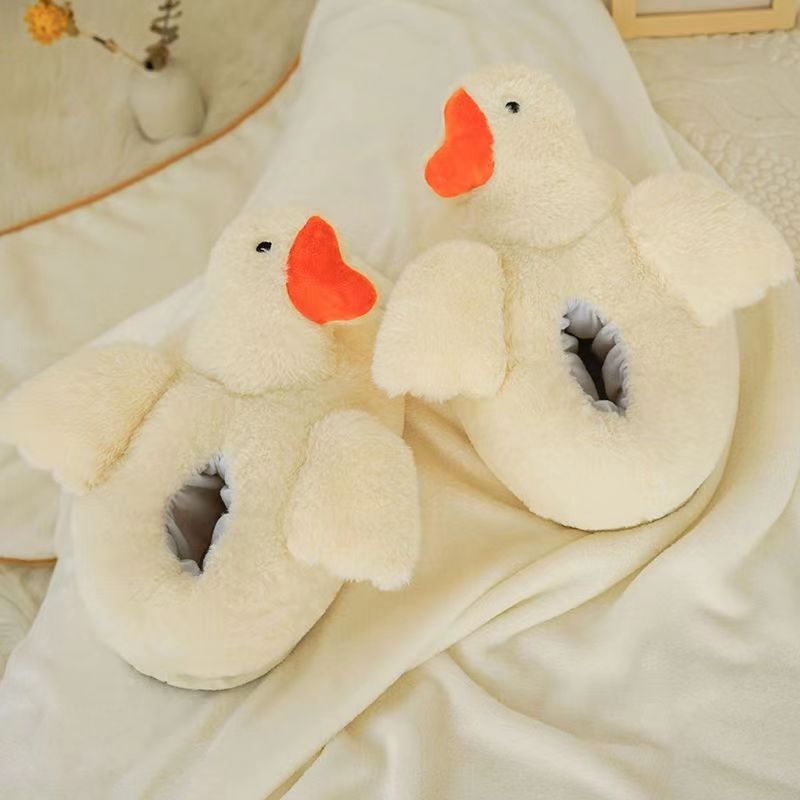 Duck Fluffy Women’s Slippers – Thick Bottom Outdoor Thermal Cotton Plush Slippers