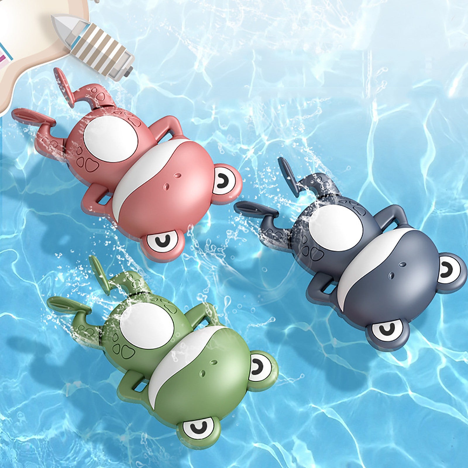 Splish Splash Fun: Baby Wind-Up Floating Little Frog Bath Toy ($\mathbf{0-3}$ Years).