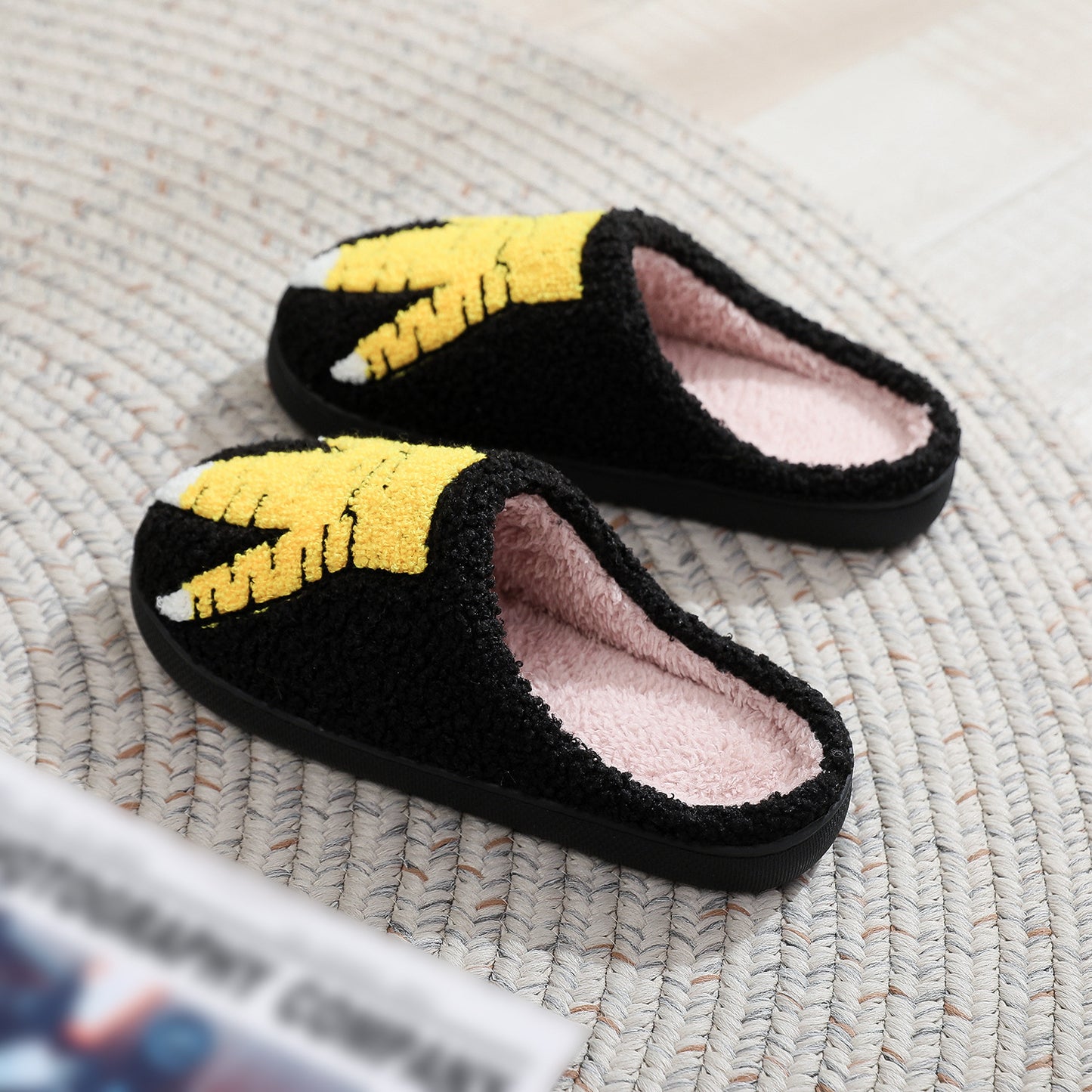 Creative Ostrich & Chicken Feet Slippers, Winter Plush Indoor Cotton Slippers for Couples